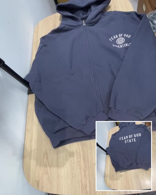 Essentials 24FW 海洋藍 重磅 連帽外套 S號