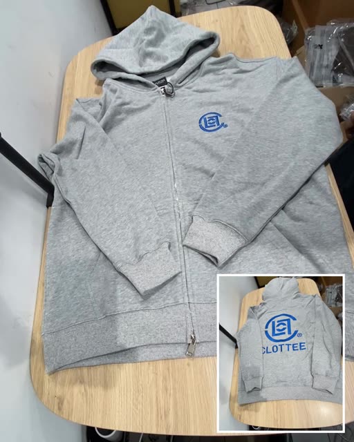 Clottee By 陳冠希 雙面刺繡 深灰藍字 連帽外套 L