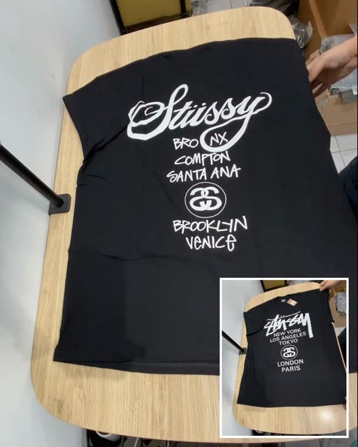 Stussy 世界巡迴 黑色 短袖 L
