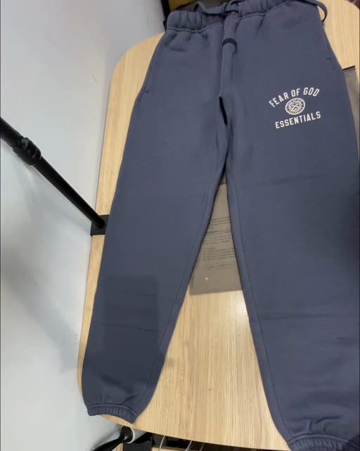 Essentials 24FW 正面小圖 縮口棉長褲 海洋藍 XS