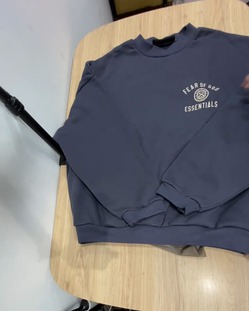 Essentials 24FW 正面小圖 海洋藍 大學T S號