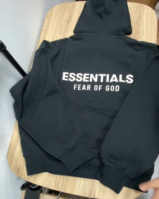 Essentials 25FW 背後大 Logo 經典版型 帽T 黑 XL